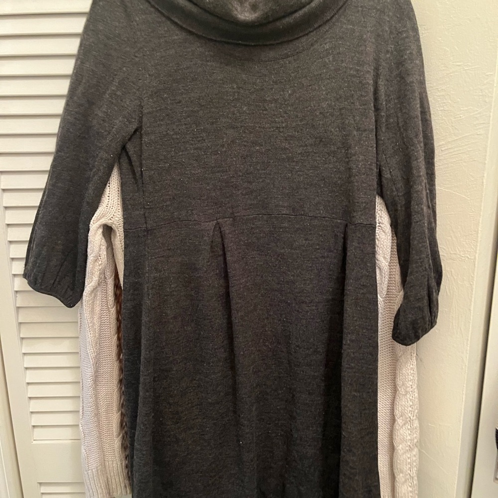 Gray cowl neck sweater dress